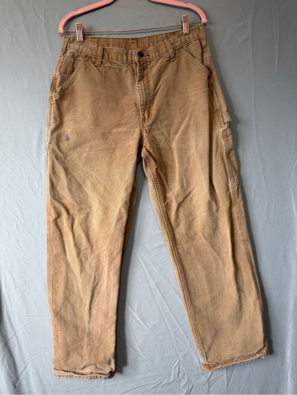 Vintage Carhartt Mens B11 Carpenter Canvas Pants 34 Duck Tan Canvas Workwear